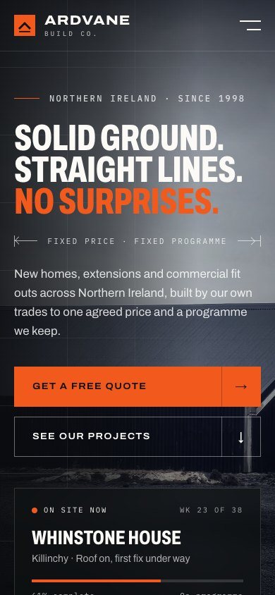 Example website design: Construction style