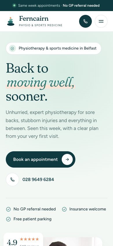 Example website design: Clinic style