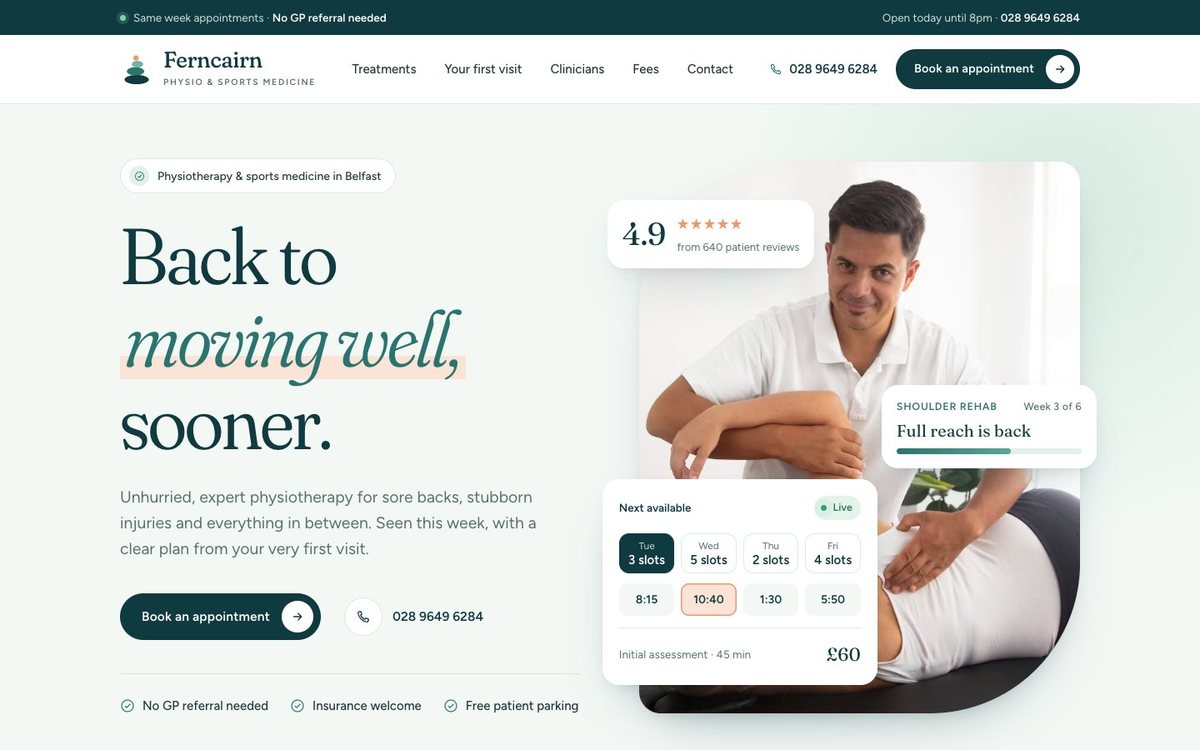 Example website design: Clinic style
