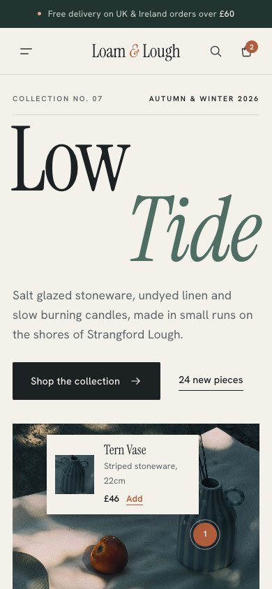Example website design: Shop style